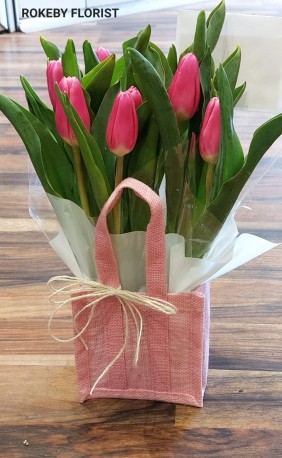 Ten Tulips Hessian Bag